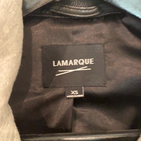 Lamarque leather jacket with grey hood insert - Picture 5 of 7